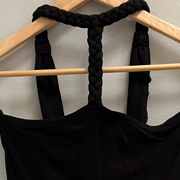 Sky Women's Black Braided Embroidered Rosette Halter Top Stretchy Sexy New Small - Picture 6 of 7